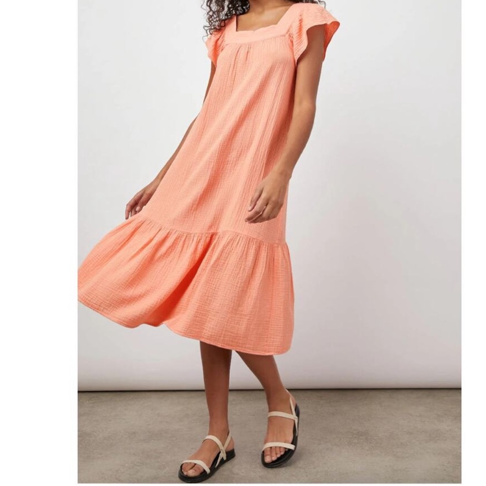 Rails Skylar Peach Amber Cotton Gauze Midi Dress